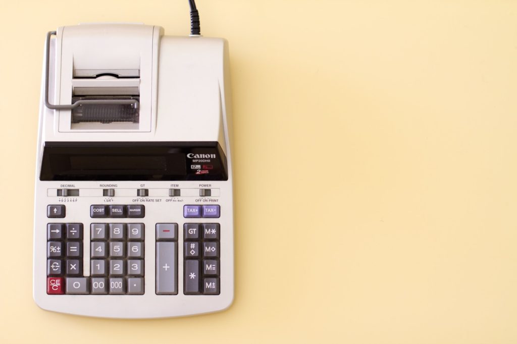 a white and black calculator