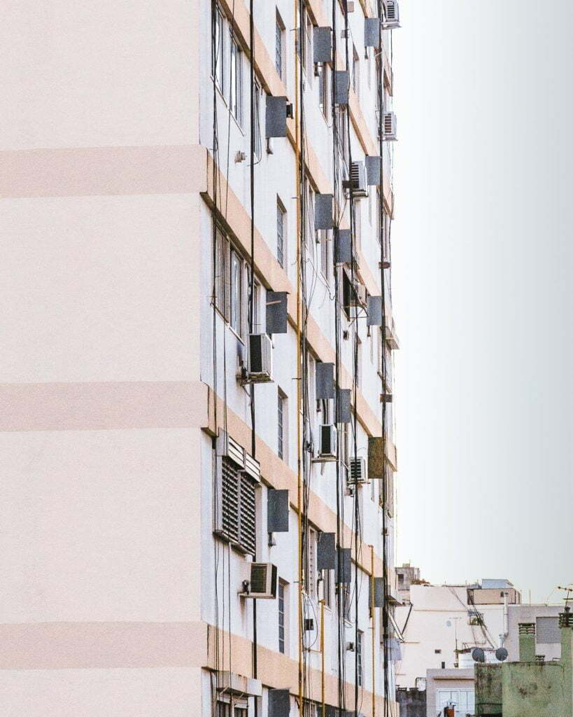 a building with many windows