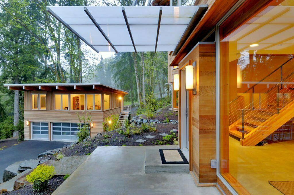 Balcony and awning of modern house