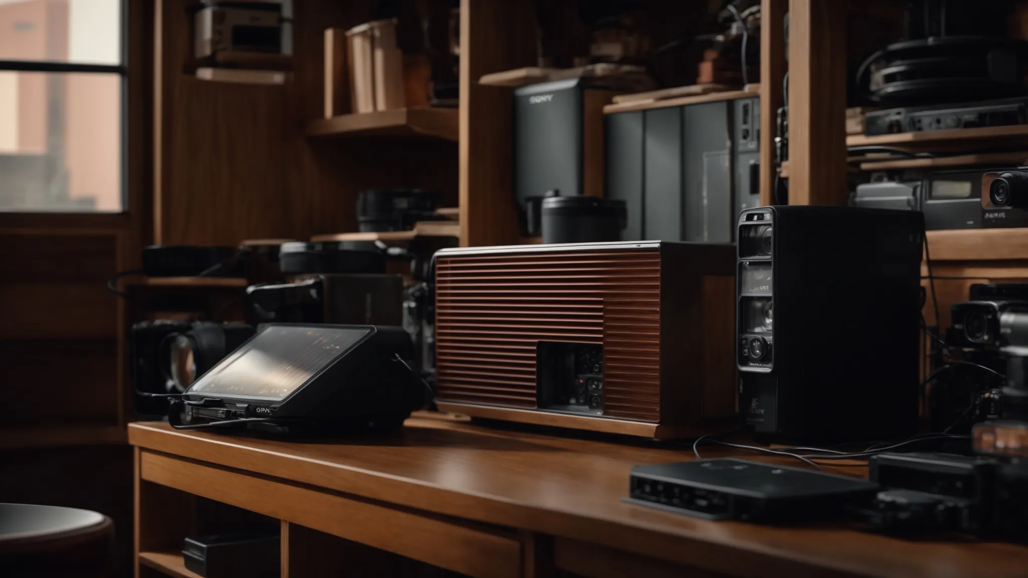 a vintage home with exposed wiring, outdated devices, and limited connectivity, highlighting the challenges of integrating smart technology.