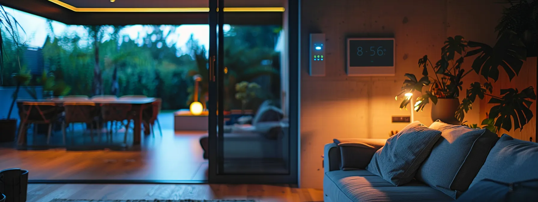 a modern smart home system seamlessly integrated into a vintage house, with sleek devices and efficient technology enhancing the living experience.