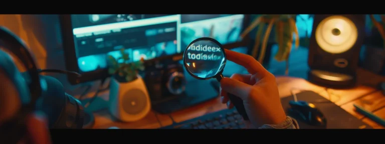 a pair of hands holding a magnifying glass over a computer screen displaying a webpage labeled "da checker."