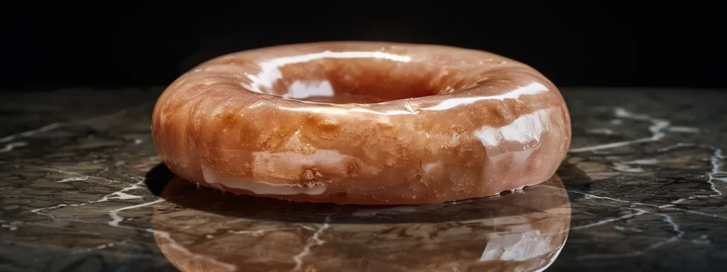 a freshly baked donut covered in a rich, glossy vanilla glaze, glistening under soft lighting.