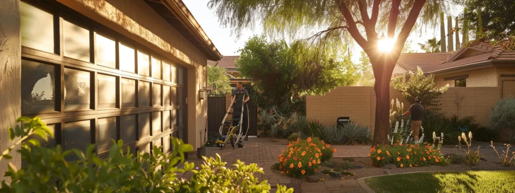 a skilled painter applying a weather-resistant coat on a sun-soaked phoenix home.